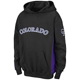 MLB Boys' Colorado Rockies Lil Captain Hooded Fleece Pullover (Black/Regal Purple, Medium)