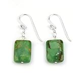 Barse Sterling Silver Lime Turquoise Slab Earrings