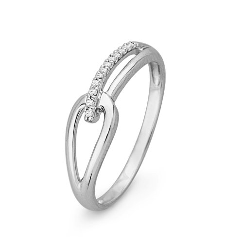 10KT White Gold Round Diamond Knot Fashion Ring (1/20 cttw)
