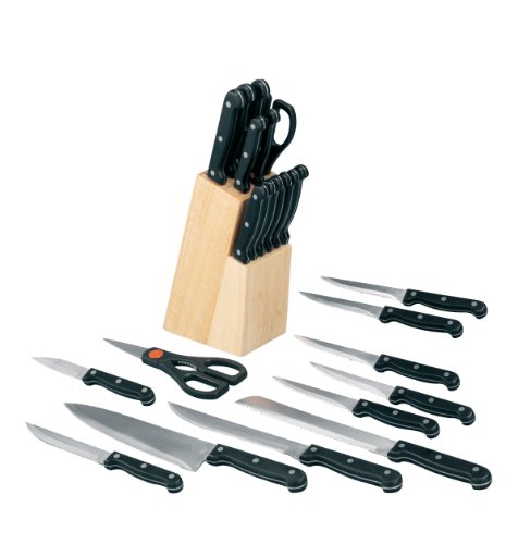 Zeller 24558 Messerblock, Gummibaum, 13-teilig / 9 x 12 x 32.5