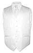 Men's Dress Vest & NeckTie White Striped Vertical Stripes Design Set for Suit or Tuxedo