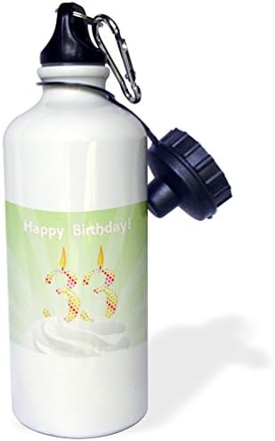 Beverly Turner Birthday Design - Number 33 Candle with Colorful Dots on Top of Whipped Icing, Happy Birthday - 21 oz Sports Water Bottle (wb_179368_1)