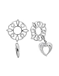 Storywheel® Created White Sapphire Heart Dangle Bead / Charm in 925 Sterling Silver
