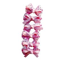 Satin Polka Dot Double Dog Bow - Pink - 6 per pack