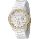 Michael Kors Watches Michael Kors Ladies White Ceramic Runway with Gold Glitz