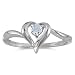 10k White Gold March Birthstone Round Aquamarine Heart Ring