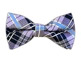 100% Silk Woven Lavender Plaid Self-Tie Bow Tie