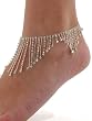 Rhinestone Anklet Bracelet Austrian Crystal Silver Tone Beads Ankle Clear