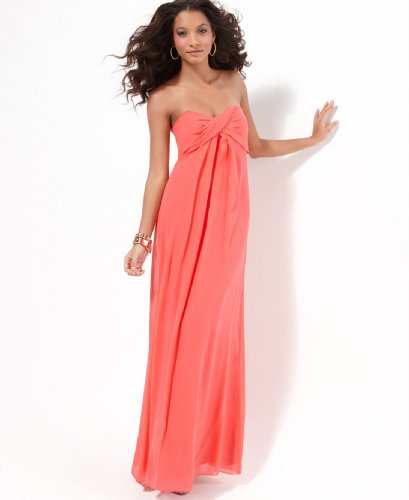 Nicole Miller Dress, Strapless Silk Gown Coral 16