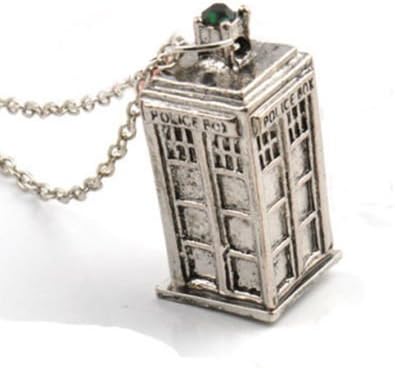 Unique Doctor Who 3D TARDIS Police Box Pewter Tall PENDANT Long Chian Necklace