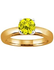 0.80 Ct Round Canary SI1/SI2 Diamond 14K Yellow Gold Solitaire Ring
