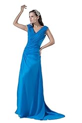 V-neck Chiffon/Satin/Silk/Spandex Backless Evening Dress 