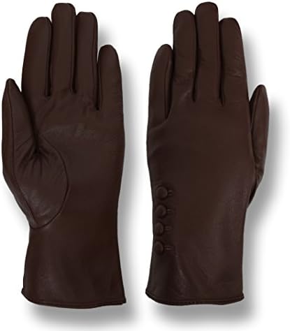 Giromy Samoni Women's Plush Lined 4-Button Dress Leather Gloves - Brown - S