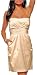 Champagne Satin Strapless Pockets Cocktail Evening Party Dress