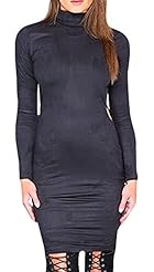Turtleneck Cotton/Polyester/Spandex Mini Dress 