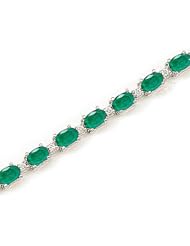 14kt Yellow Gold Oval Emerald and Diamond Bracelet