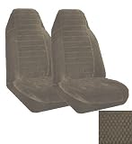 Set of 2 Universal Fit High Back Scottsdale Pattern Front Bucket Seat Cover - Taupe