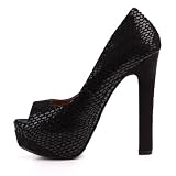Produkt-Bild: Damen Schuhe, PUMPS, HIGH HEELS PLATEAU PEEPTOE, A8031, Synthetik in hochwertiger Leder und Wild Leder Optik