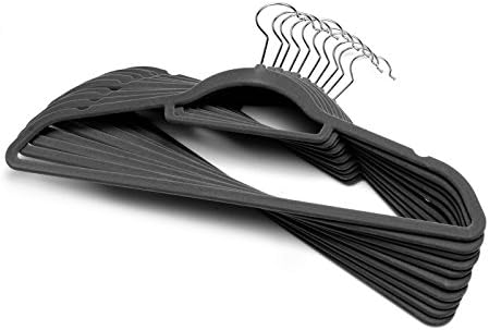 Homewill 60 Pack Clothes Hangers Velvet Flocking Hangers Clothes Hanger Skirt Clothes Hanger Ultra Thin No Slip (40 Pack Black & 20 Pack Gray)