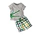 MowMee Summer Toddler Kid Boy Crocodile Dinosaur Suit Outfit T-shirt Lattice Pants Sets