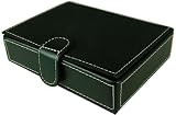 Black Baekgaard Playing Card Case For Travel: Leather & Plaid:2 decks, pen, pad