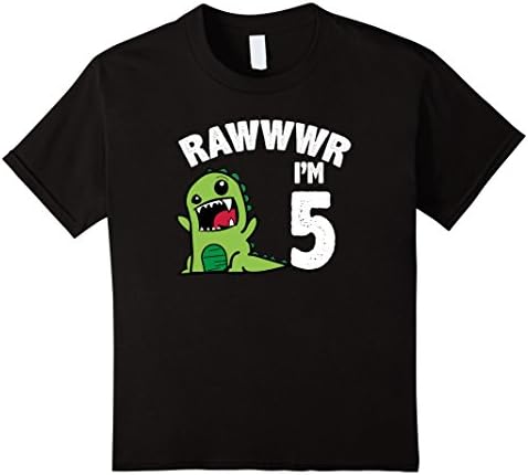 Kids Birthday Shirt 5 years old birthday dinosaur T-shirt  4 Black