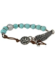 Love Heals Pygar, Turquoise, and Gray Pearl Bracelet with White Charms, 7.5"