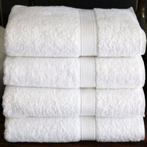 Luxury Spa Collection - 4 piece White Terry Bath Towel Set - 100% Genuine Egyptian Cotton