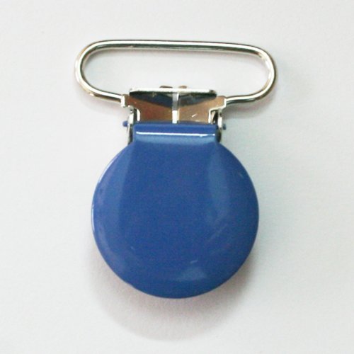 5 Navy Blue Round 1 Inch Enamel Suspender Passy Binky Pacifier Mitten Clips