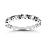 14k White Gold Round Black and White Diamond Anniversary Band (1/2 cttw, I-J Color, I2-I3 Clarity)
