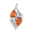 14K White Gold Mexican Fire Opal and Diamond Pendant