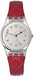 Swatch Women's Originals LK243 Red Leather Quartz Watch with Silver Dial
