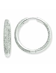 1.6 Carat 14K White Gold 1 1/2Ctw Circle Hoop Diamond Earrings