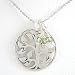 Round Tree of Life Pendant in Sterling Silver with Peridot Gemstone Beads on an 18" Rhodium and Sterling Bead Chain , #8431