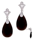 Simulated Smokey Topaz Briolette With Sterling Silver And C.Z. Earring
