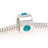 Sterling Silver Bead W/ December Birthstone 'Blue Zircon' Color Swarovski Fits Pandora (1)