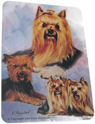 Love My Dog Gift Bundle! 4 Pc- One Custom Fine Art Writing Pen, One Matching Magnetic List Pad, One Matching Decorative Magnet, One Matching Deck Playing Cards (Yorkie (Yorkshire Terrier) Long Hair)