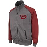MLB Men's Arizona Diamondbacks Legendary Convertible Collar Track Jacket (Pro Granite Heather/Bright Garnet/Black, Large)