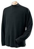 Unisex Sueded Cotton Jersey Mock Turtleneck Shirt; Color: Black, Size: Medium