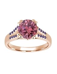 1.10 Ct Round Pink Diamond Purple Amethyst 14K Rose Gold Ring