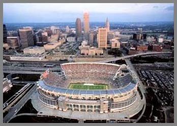 Cleveland Browns - Browns Stadium Aerial - Lg - Wood Mounted Poster Print
