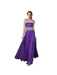 A-line Strapless Floor Length Chiffon Sleeveless Crystal Evening Dress/Prom Dress/Wedding Party Dress 