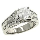 2 Row Round Diamond Engagement Ring .88cttw (CZ ctr)