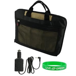Acer Aspire One AOA150-1447 8.9-Inch Lightweight Checkpoint Friendly Netbook Bag with Car Charger - Tan Black