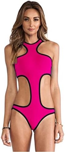 Sexy One-piece Pink Monokini Halter Cut-out Bathing Suit Swimsuit