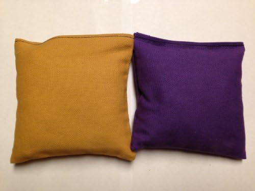 Regulation Cornhole Bags 17 COLORS Handmade Top Quality (Set Of 8) (Purple/Gold)