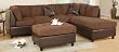 3pcs Sectional Sofa Set with Ottoman in Chocolate Finish