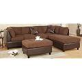3pcs Sectional Sofa Set with Ottoman in Chocolate Finish