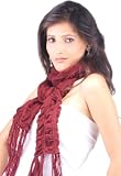 Knitted Self Design Scarf Muffler - Wine Checks Stripes Fashion Accessory in 3 more colors