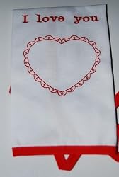 Embroidered Baby Bib - Red I love you with Heart